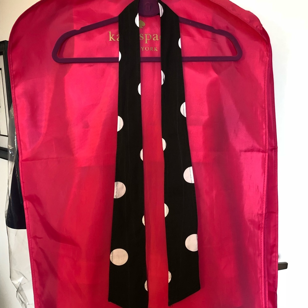 NY & Co Black Dot Print Poplin Fit & Flare Dress, S - Picture 6 of 8